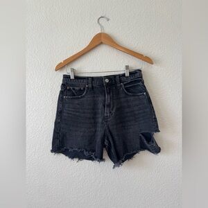 Abercrombie & Fitch The Dad Short High Rise Women Black Denim size 27 EUC